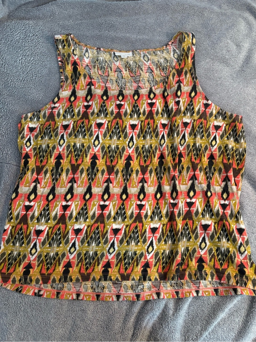 J.Jill Women’s Scoop Neck Tank Top XL Aztec Multicolor 100% Cotton